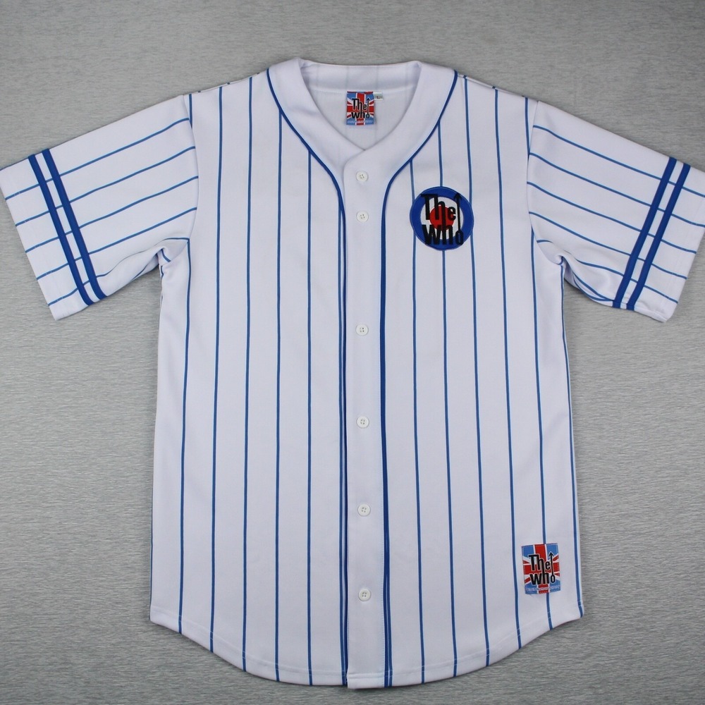 The Who Moving On 19 Baseball Jersey Shirt Mens Size L Polyester Short Sleeve
